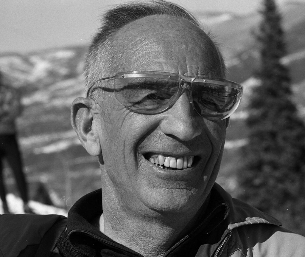 One b/w negative of Andre Roch at the Roch Cup slalom race at Aspen Mountain, 1967. Related images and an article are in the Aspen Illustrated News on February 16, 1967 (pages 1-3, 14-15, and 26-28).